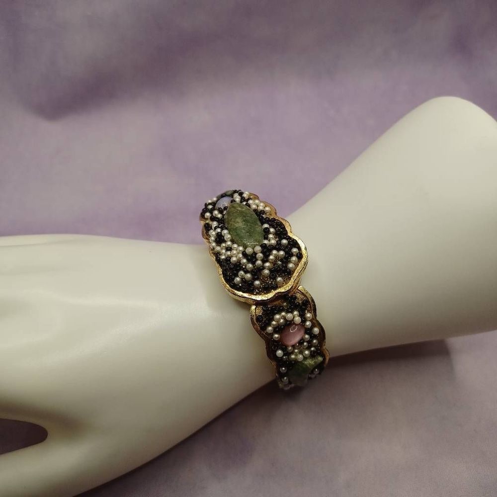 Vintage Pilgrim peekaboo bangle wind-up watch bracelet - Working
